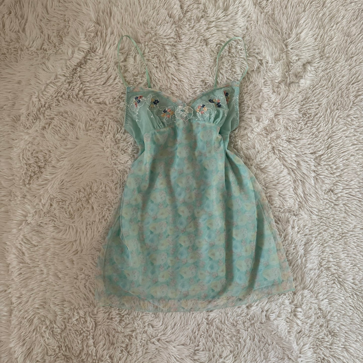 floral blue embroidery camisole