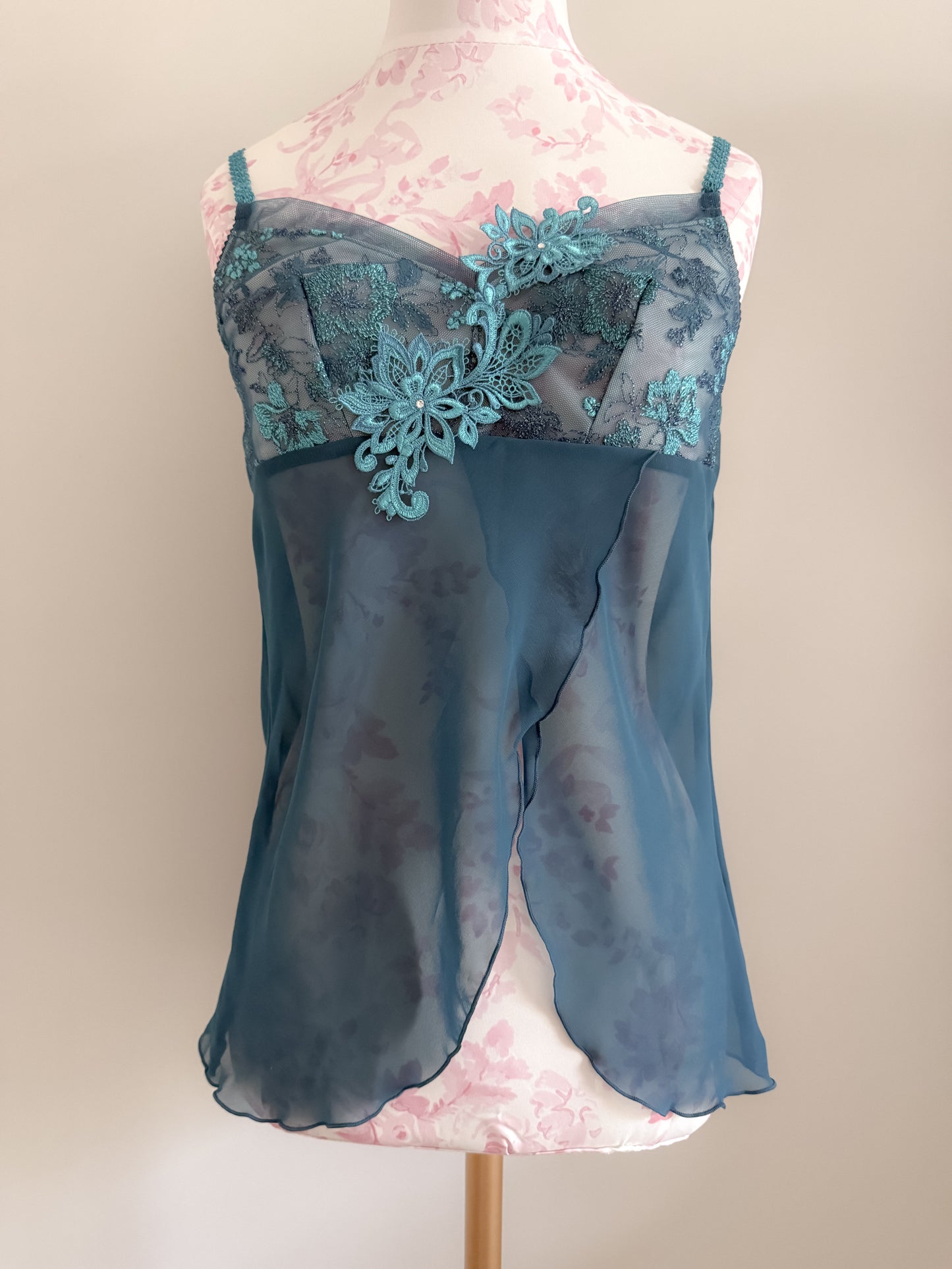 blue rose blossom cocktail camisole