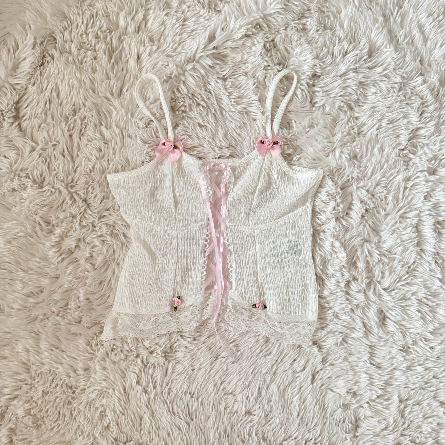 coquette lace up rose bud top