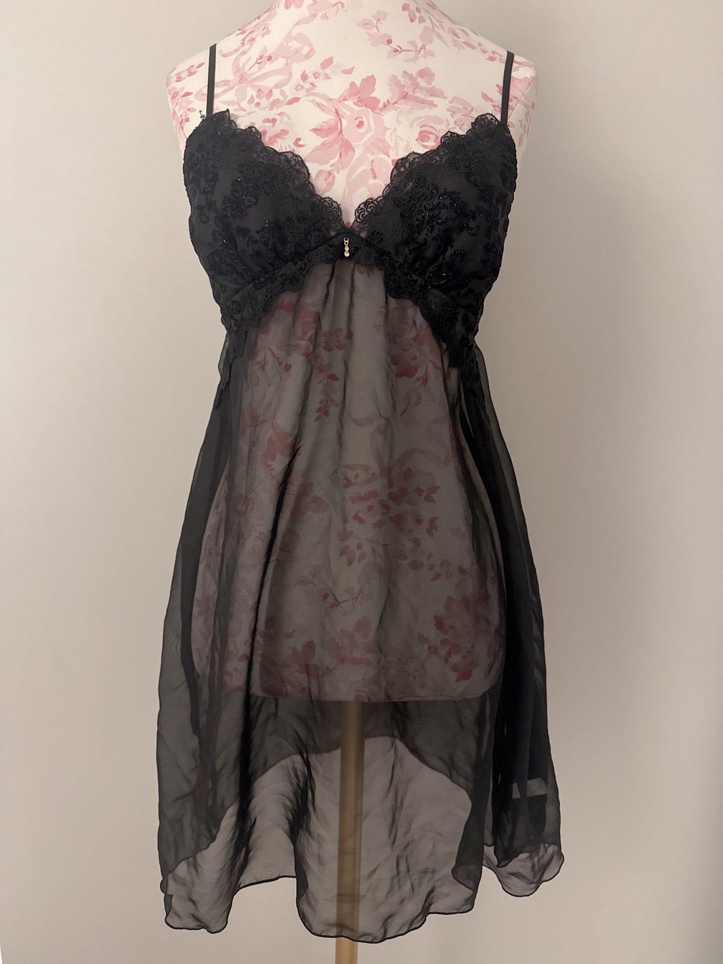 midnight cherry veil martini babydoll