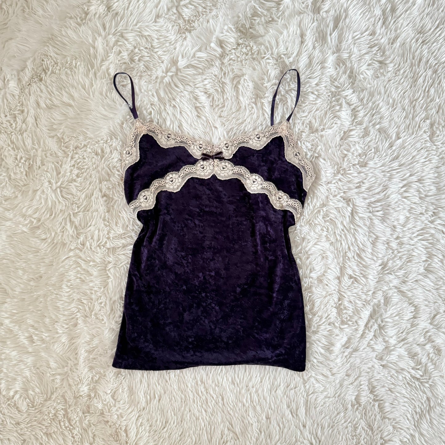 velvet purple y2k lace trim camisole
