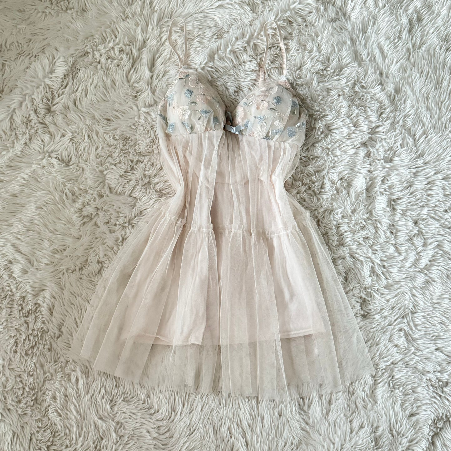 dream blue ribbon slip dress