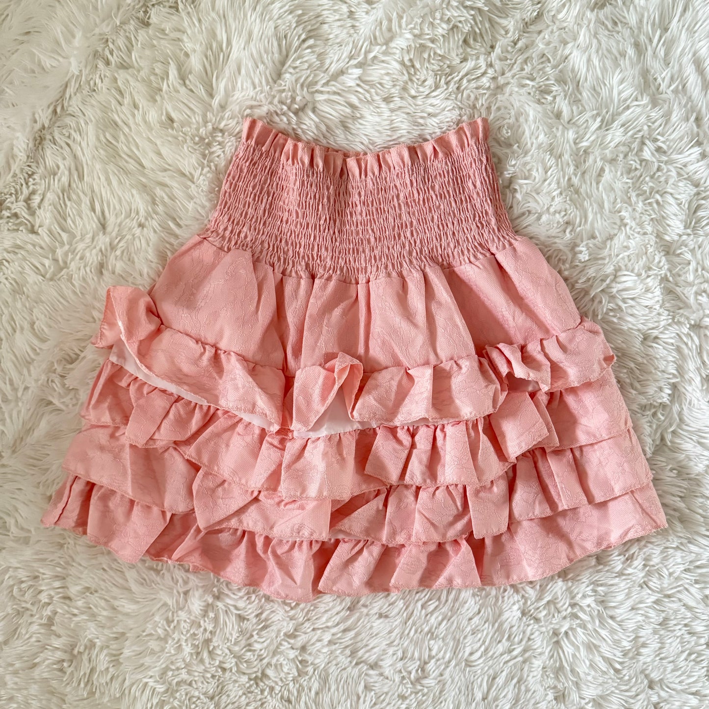 baby pink ruffle skirt
