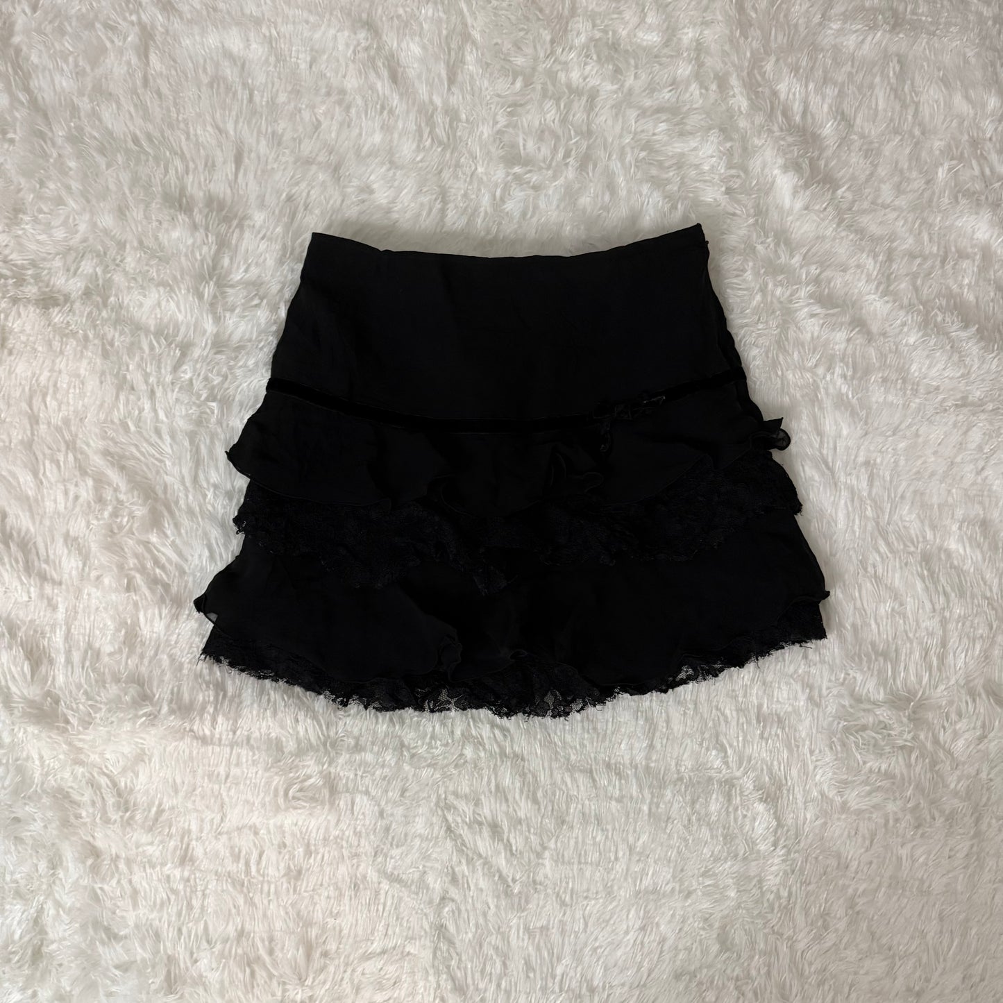 black goji berry spritz ruffle skirt