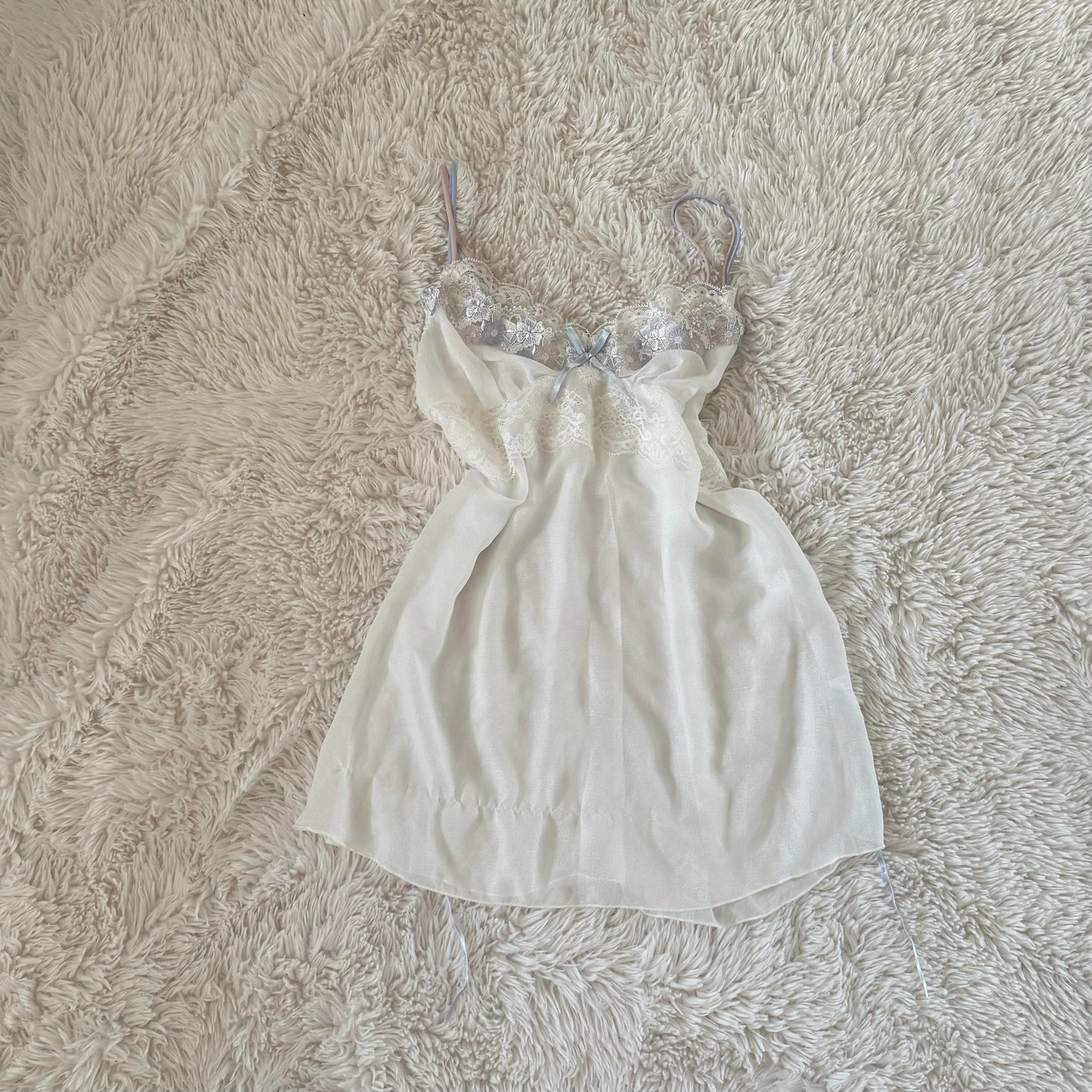 cloud blue ribbon slip dress