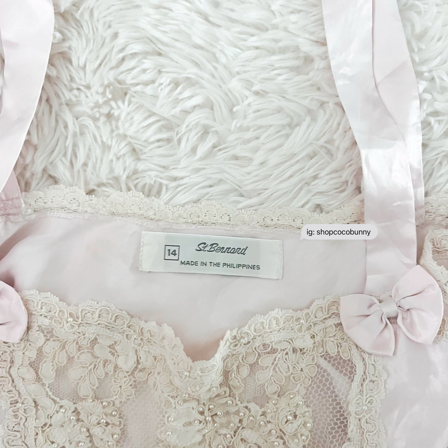 st. bernard light pink satin pearl embossed sheer lace camisole