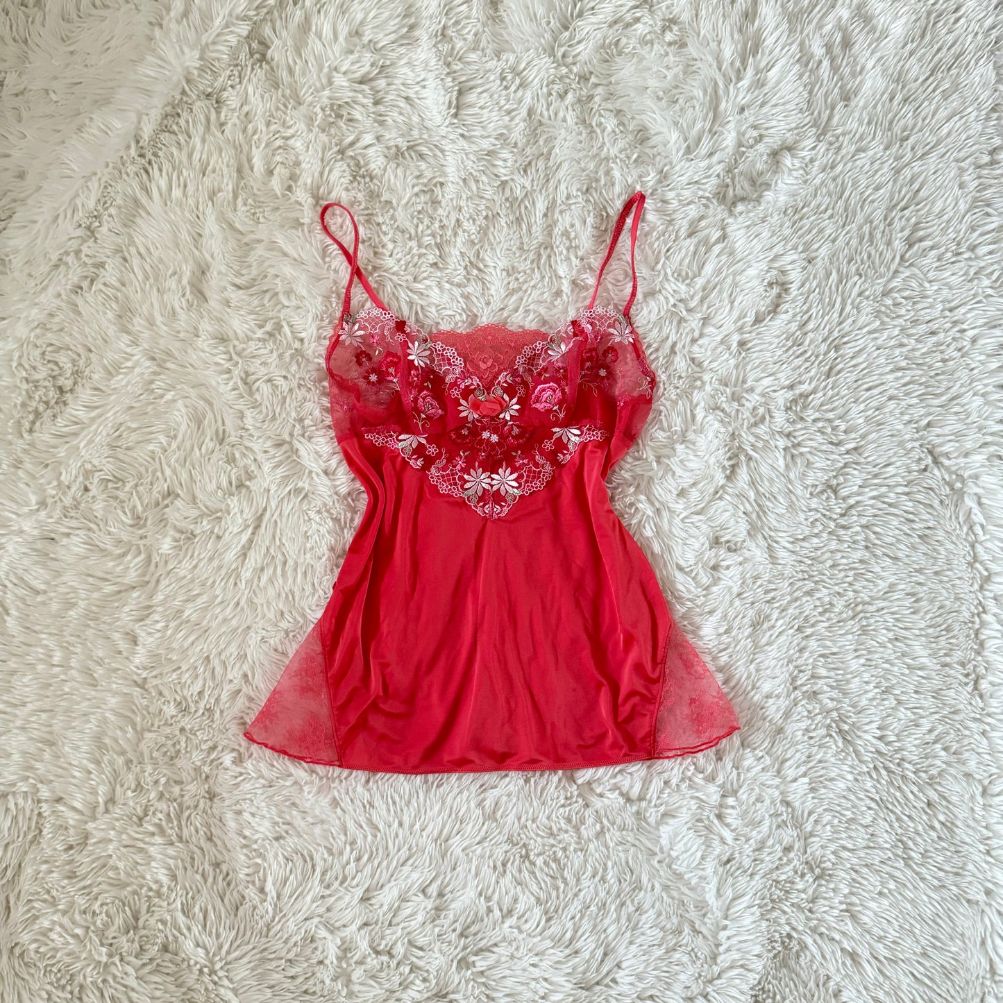 tulip red lace floral camisole