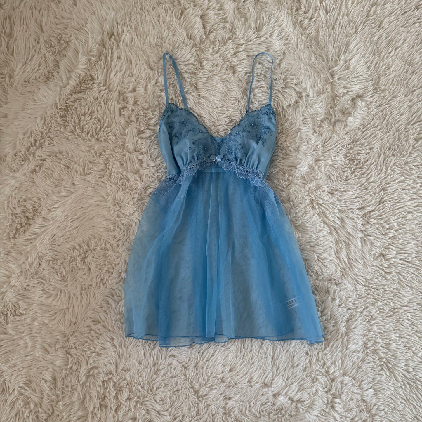 blue beaded scallop camisole
