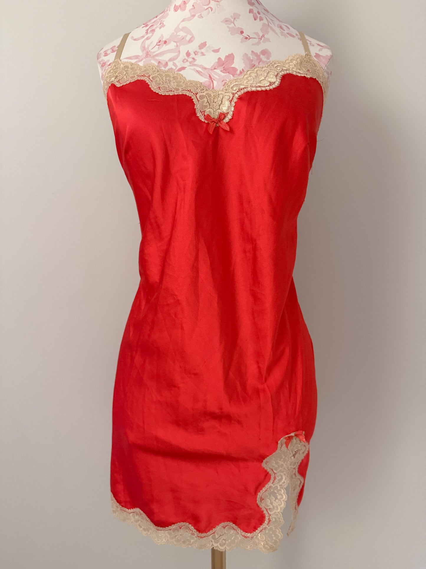 crimson rose champagne slip dress