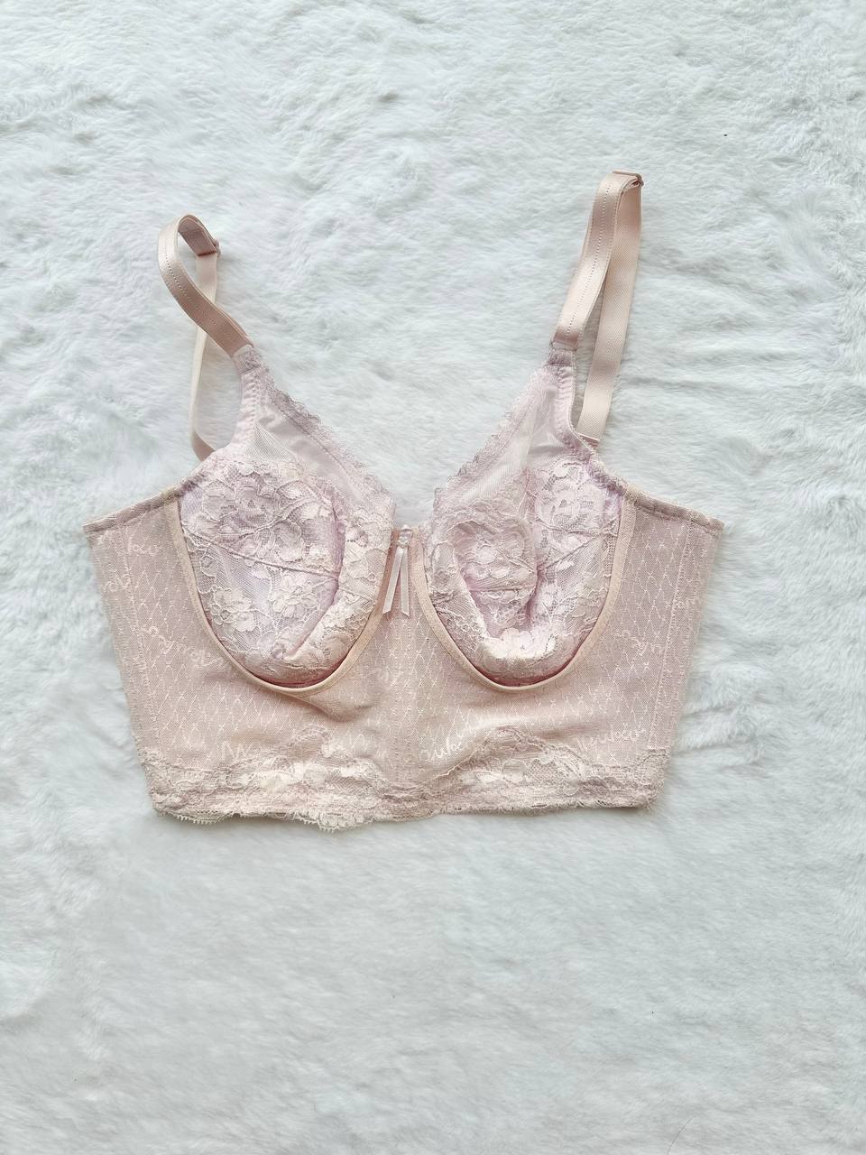 vintage lilac lily pink lace corset