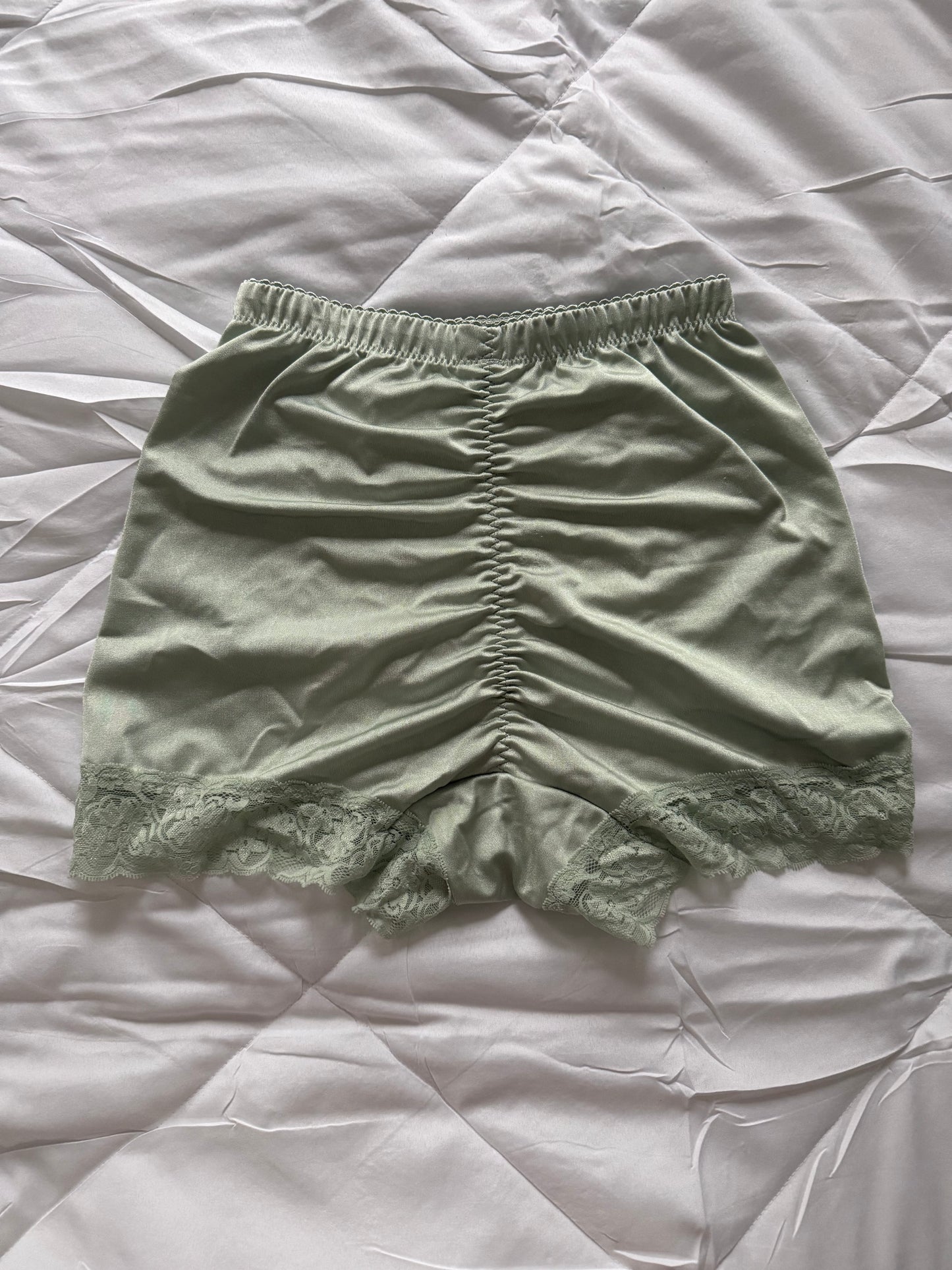 matcha silk shorts