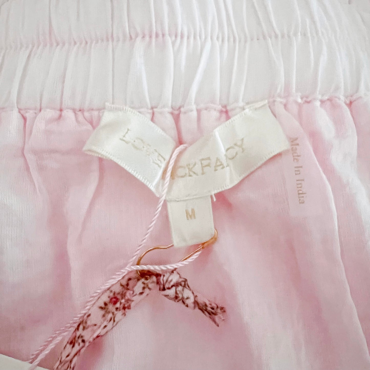 loveshackfancy pink ruffle heritage mini skirt