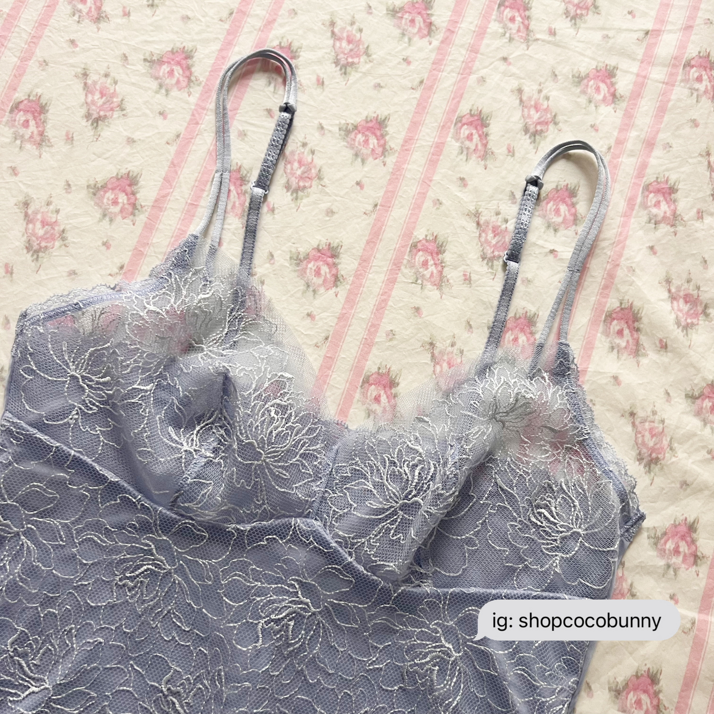 japanese brand lace baby blue cami