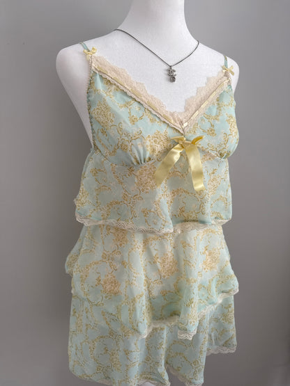 pear yuzu floral martini slip dress