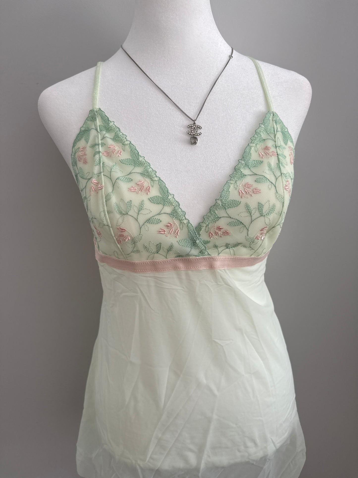 matcha floral embroidery camisole