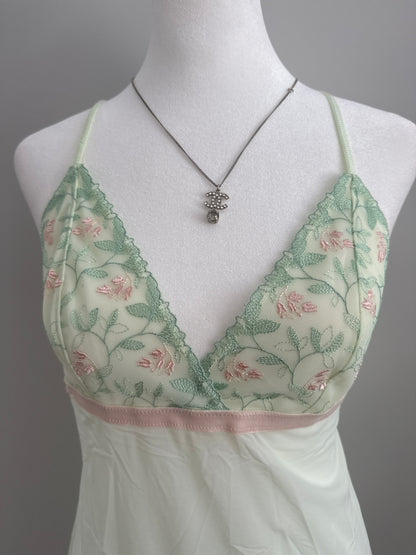 matcha floral embroidery camisole