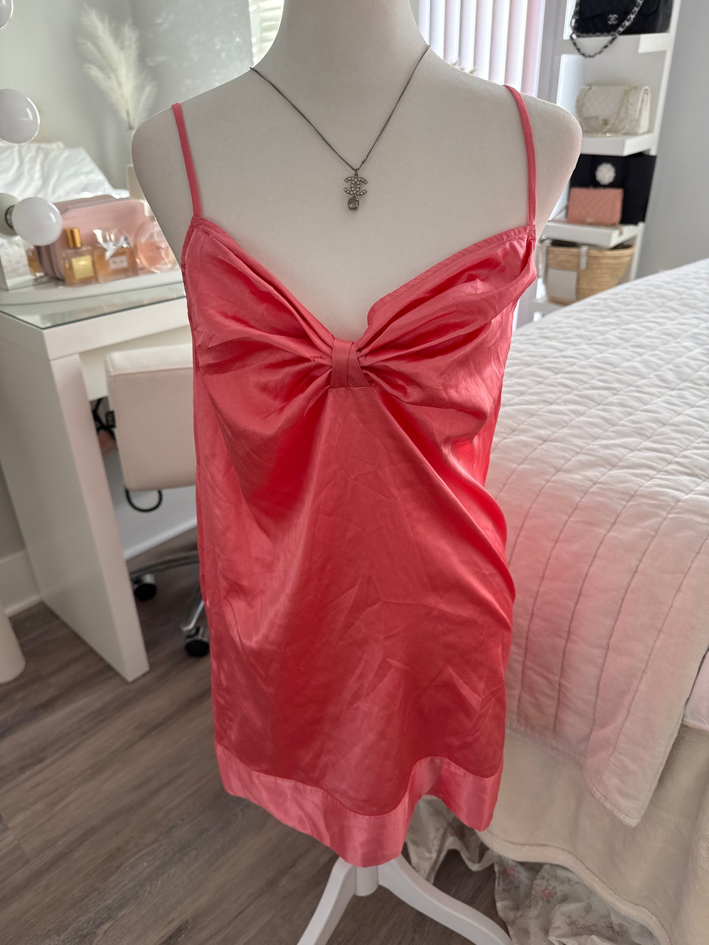 victoria’s secret statement bow slip dress