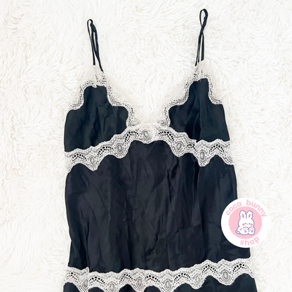 vintage victoria's secret black lace slip dress