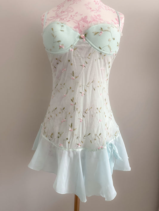 blueberry floral fizz martini slip dress