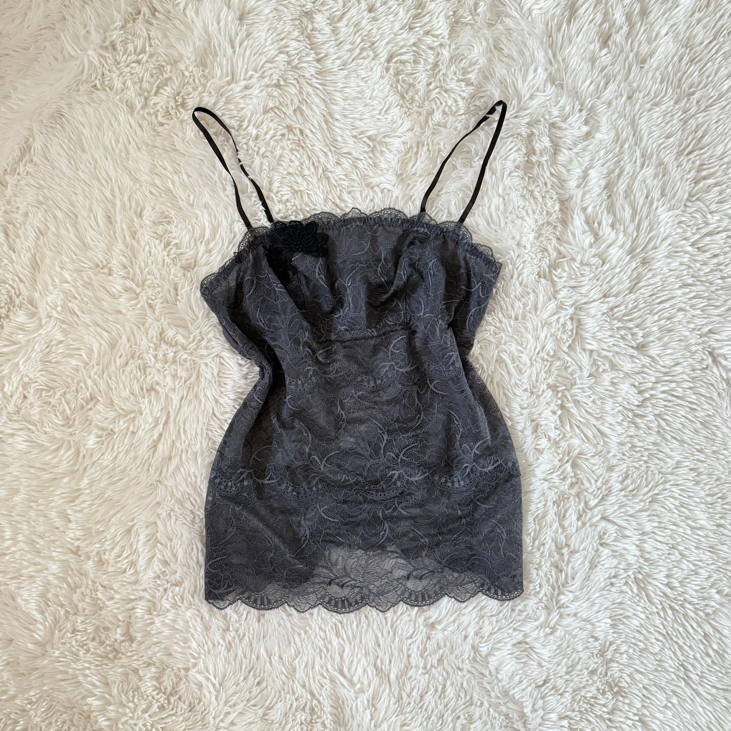 black lace side floral accent camisole