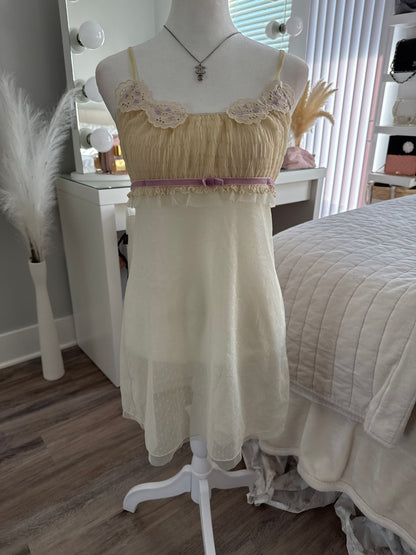 fairy purple belt bow ruched slip dress