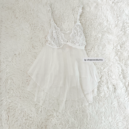 white lily delicate handkerchief slip dress