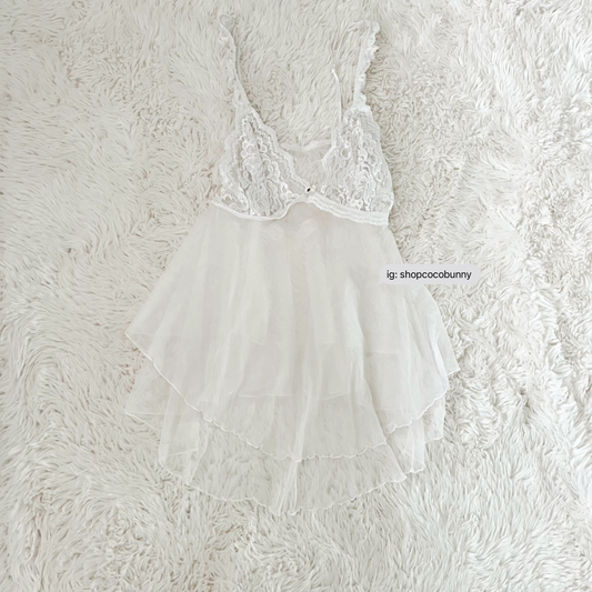 white lily delicate handkerchief slip dress