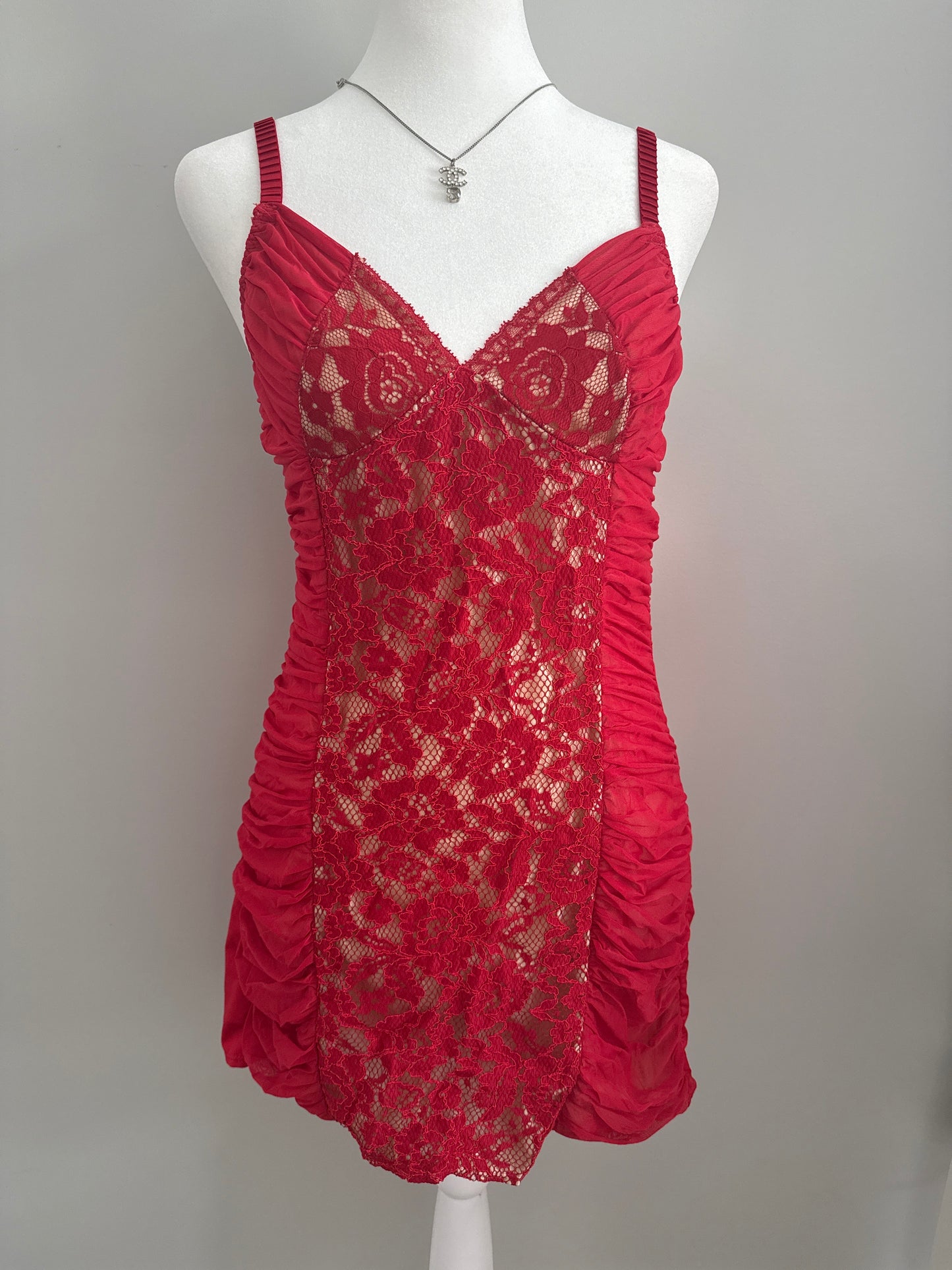 red pear caramel martini slip dress