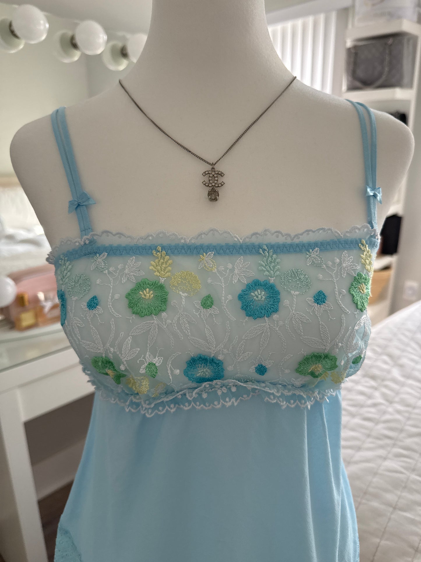 dainty blue floral pattern camisole