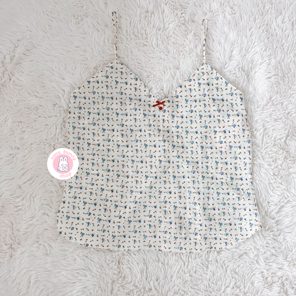 floral button bow button camisole