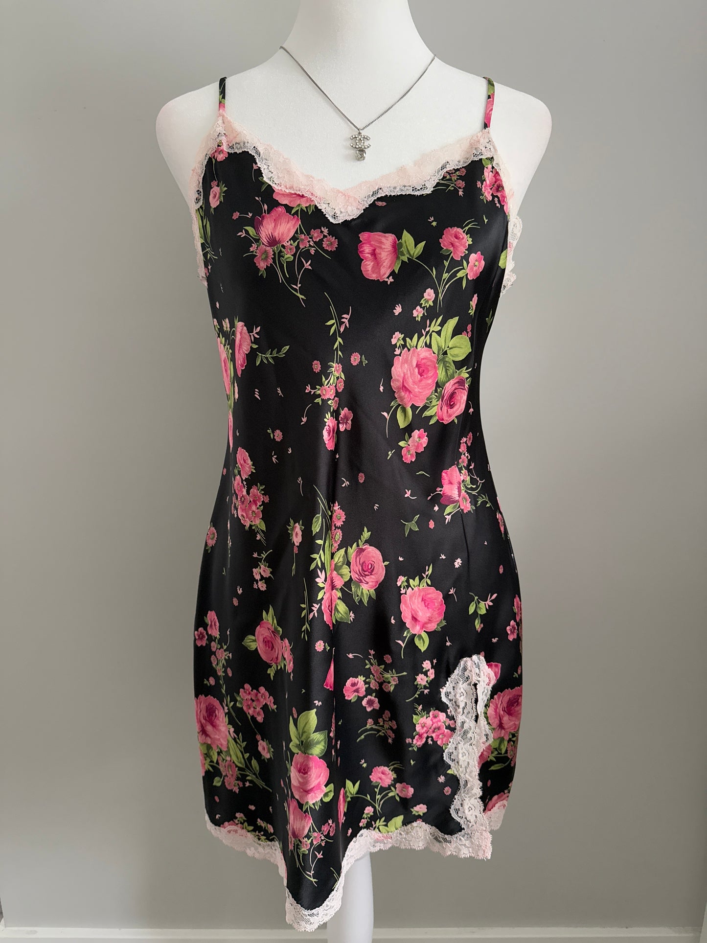 charcoal rose martini slip dress
