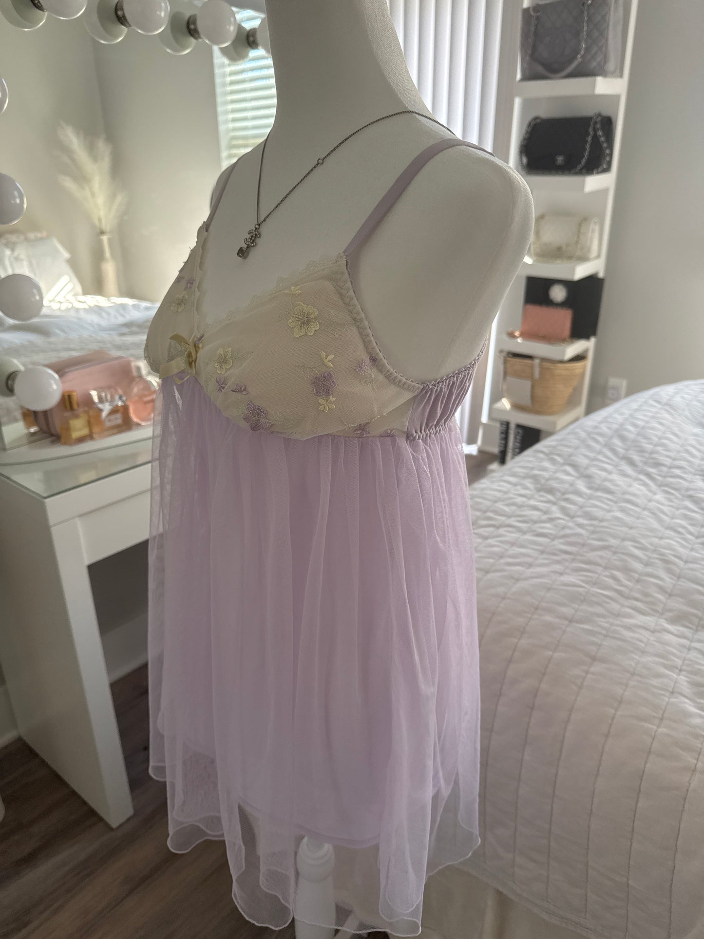 fairy lavender floral slip dress