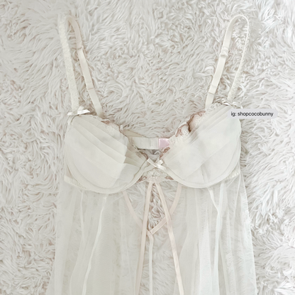 vintage victoria's secret bustier ruffle floral embroidered lace slip dress