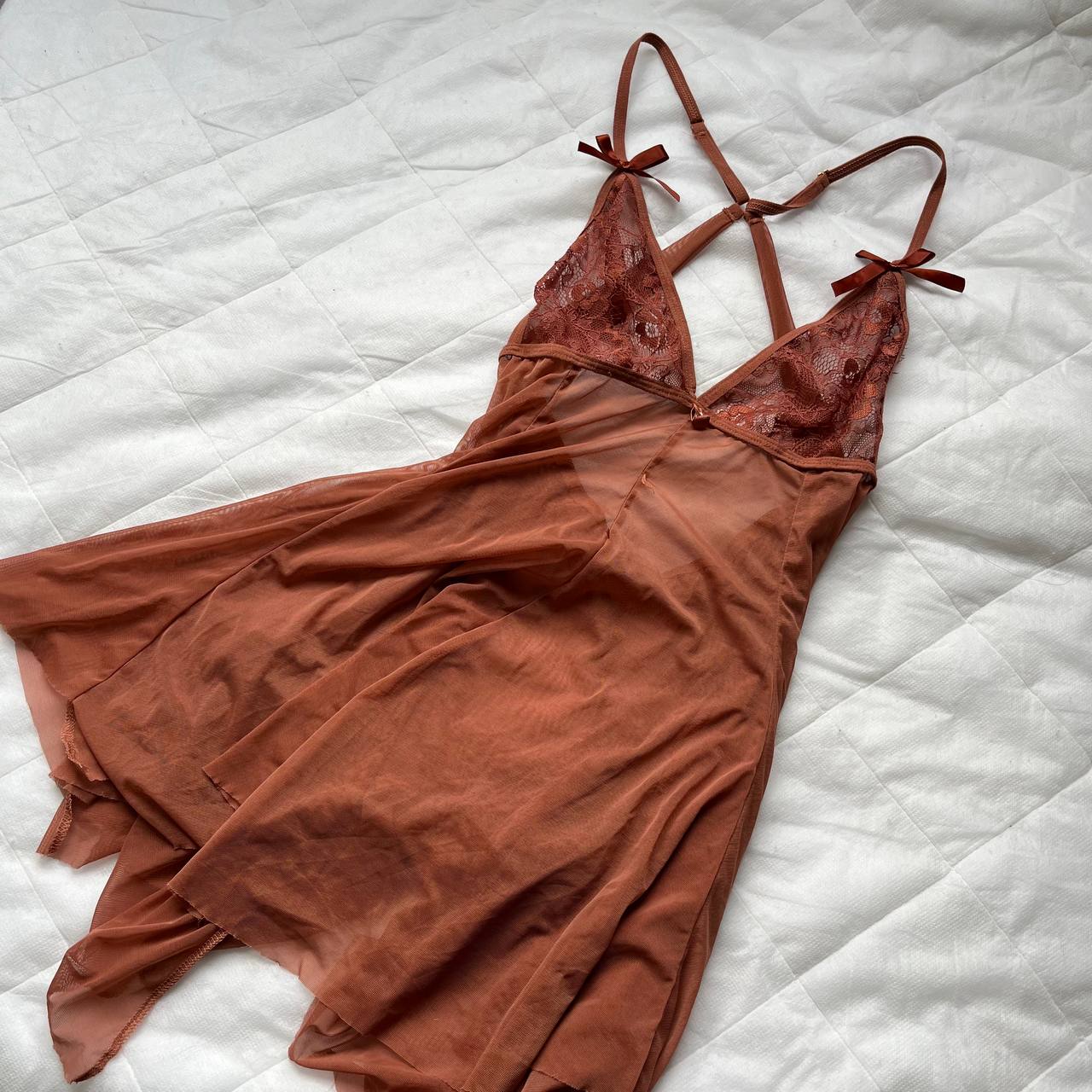 whimsical fairy brown bow lace slip dress