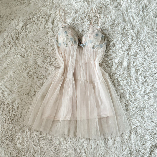 dream blue ribbon slip dress