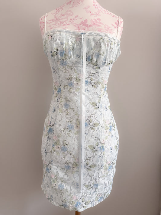 blue pea blossom fizz martini slip dress