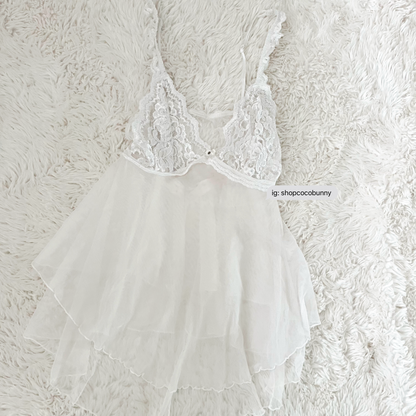 white lily delicate handkerchief slip dress