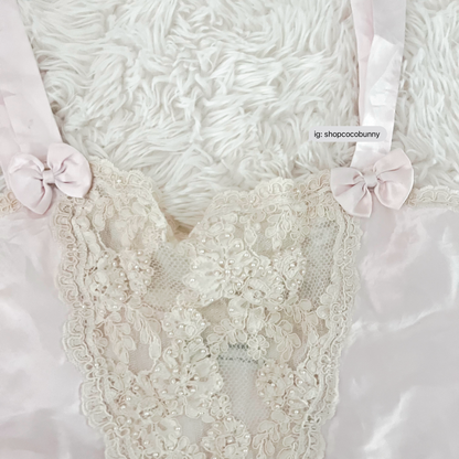 st. bernard light pink satin pearl embossed sheer lace camisole