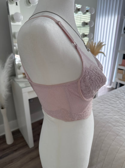 vintage lilac lily pink lace corset