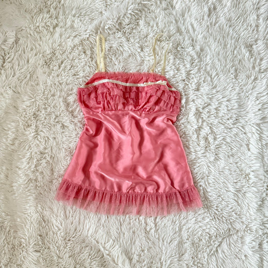 magenta ruffle bow camisole