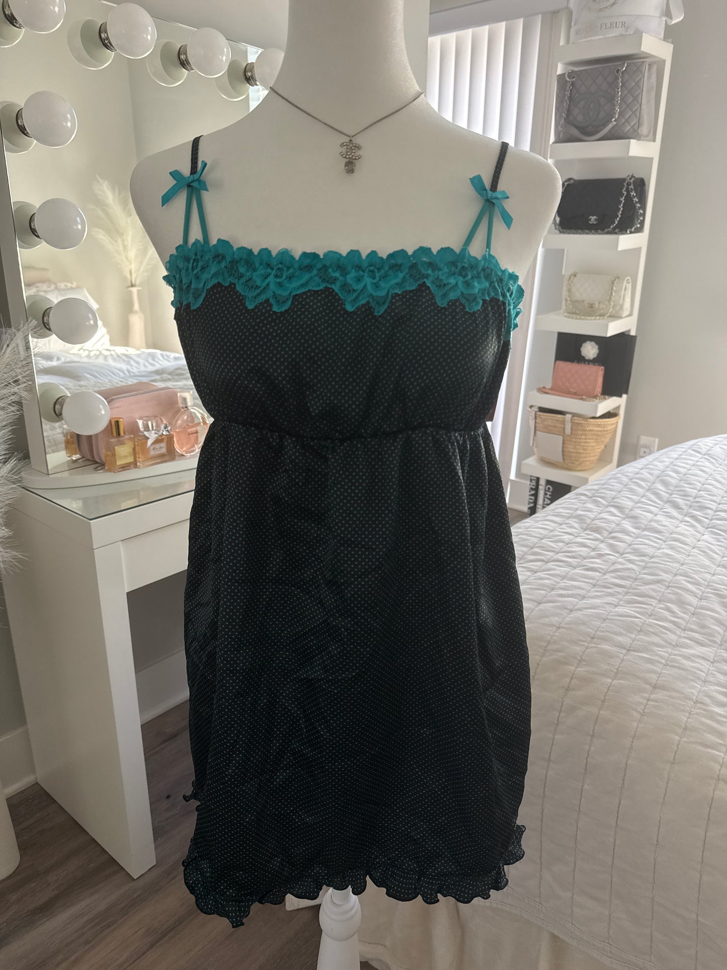 teal poppy mint spritz slip dress