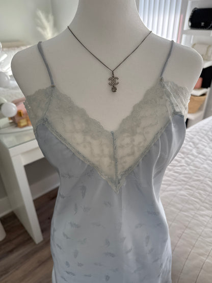 blue hydrangea yuzu slip dress