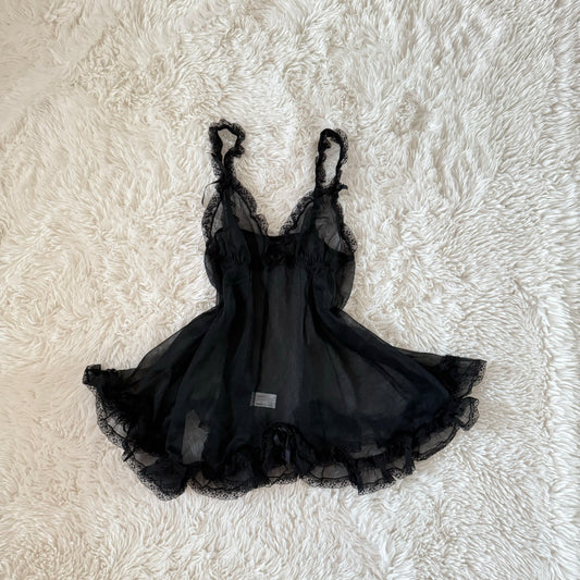 black fairy grunge ribbon slip dress