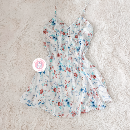 vintage floral garden button slip dress