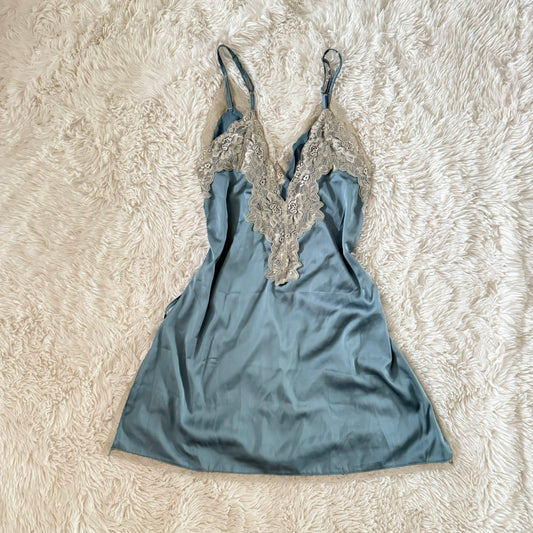 elegant blue satin camisole
