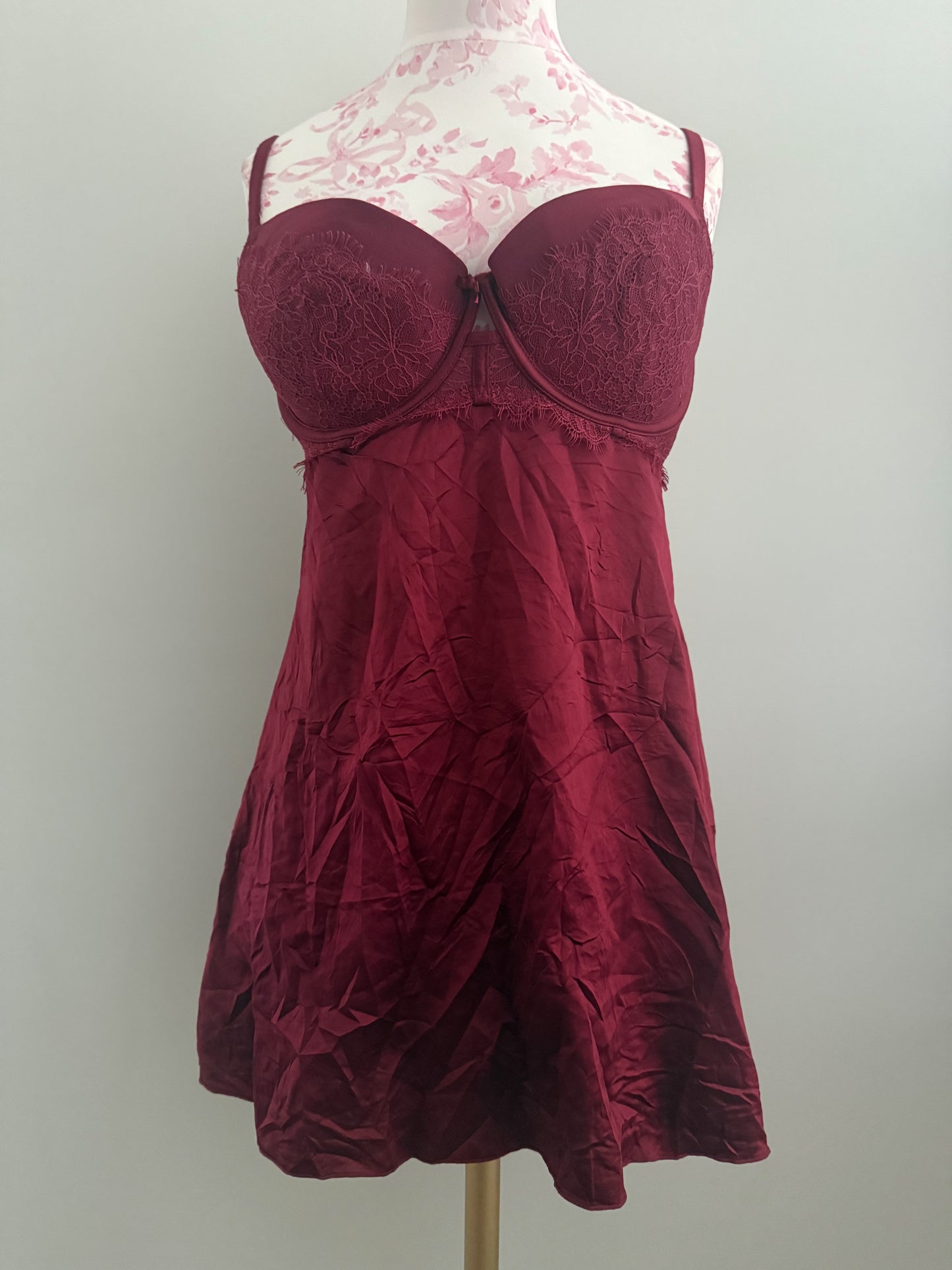 bordeaux rose martini slip dress