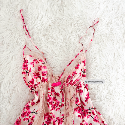 victoria’s secret sleeping beauty floral bow slip dress