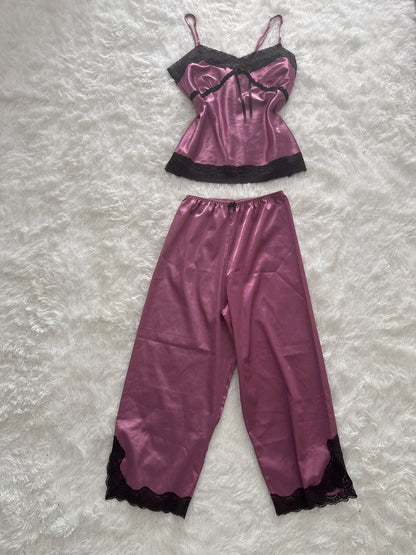 rose pink satin set