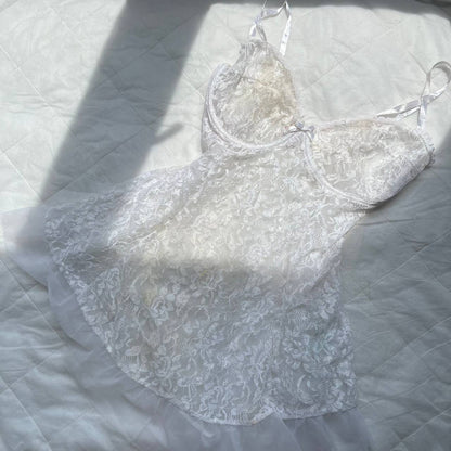 elegant moment lace bustier bow slip dress