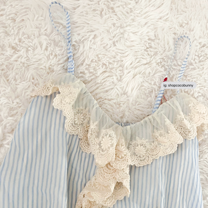 pastel pinstripe coastal ruffle camisole